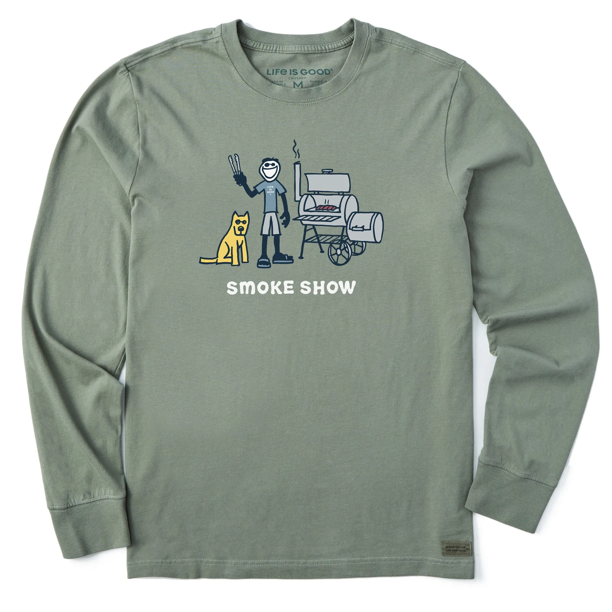 Men's Jake and Rocket Smoke Show Long Sleeve Crusher-LITE Tee Sport Flex Fit Cozy Apparel