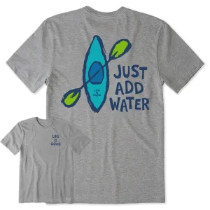 Men's Just Add Water Kayak Hand Drawn Short Sleeve Crusher Tee Athletic and Cool