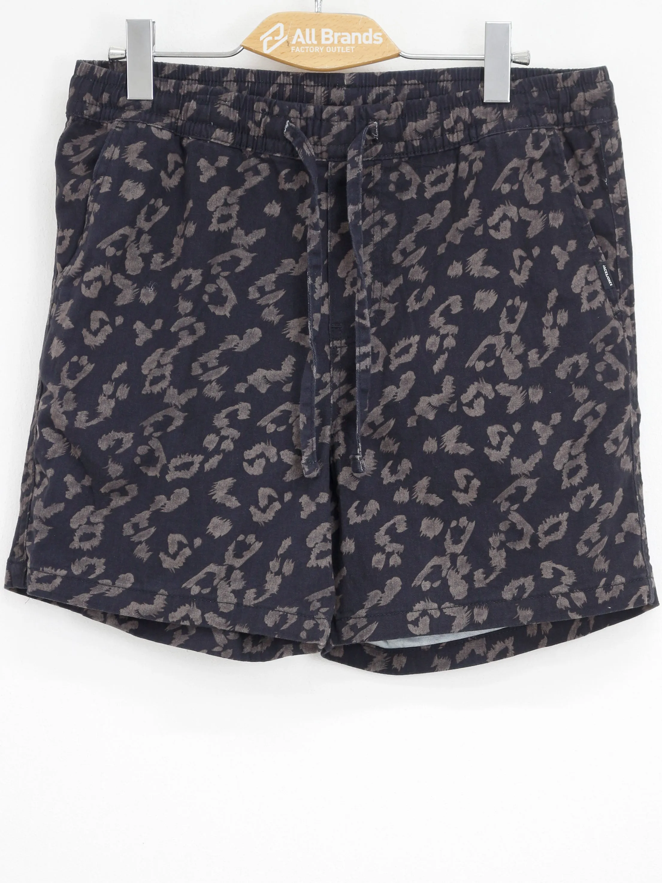 corduroy shorts Men's Animal Print Drawstring Short,Black