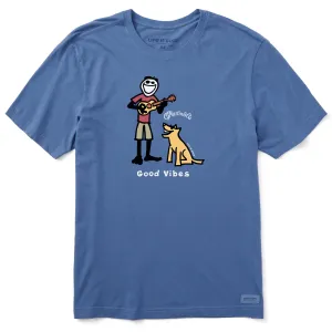 Men's Jake & Rocket Martin Guitar Good Vibes Short Sleeve Crusher Tee Beachwear Easy Comfort
