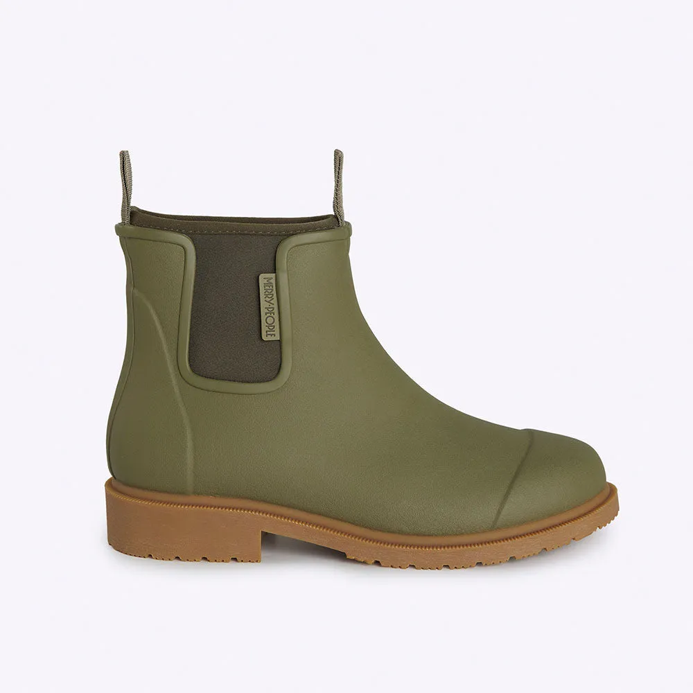 Bobbi Rain Boot in Khaki Green from Merry People Breathable Mountain Climber Padded Interior Active Nomad