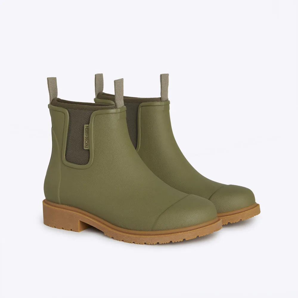 Bobbi Rain Boot in Khaki Green from Merry People Textured Grip Pattern Warm Interior
