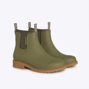 Bobbi Rain Boot in Khaki Green from Merry People Textured Grip Pattern Warm Interior