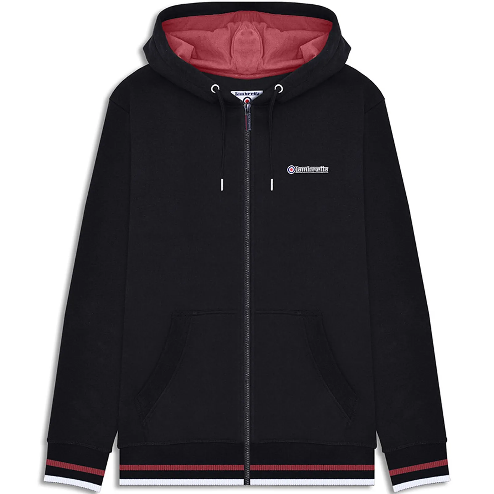 Lambretta Mens Full Zip Twin Tipped Hoodie Street Essential suitable for gifts