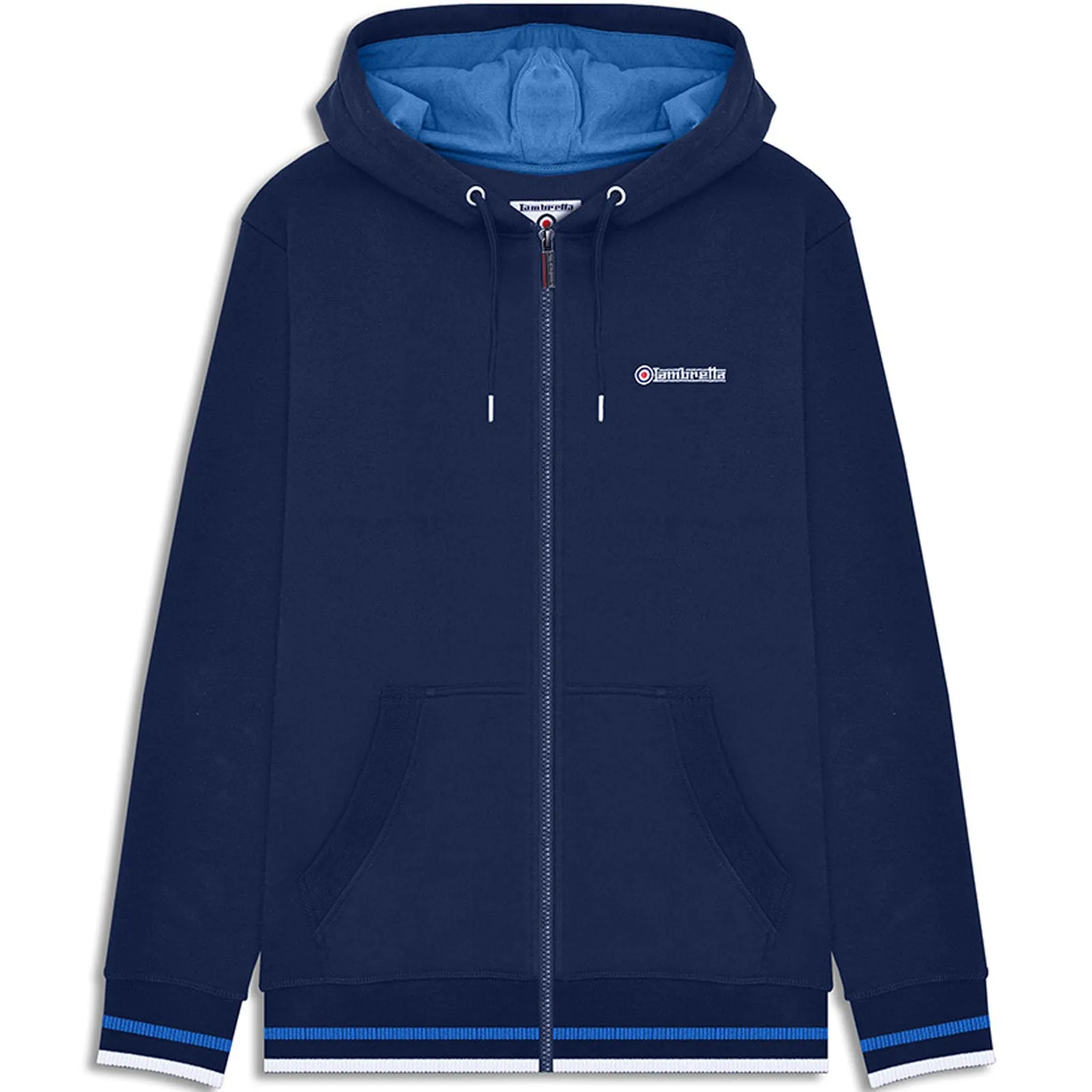 Trendy Layer Lambretta Mens Full Zip Twin Tipped Hoodie