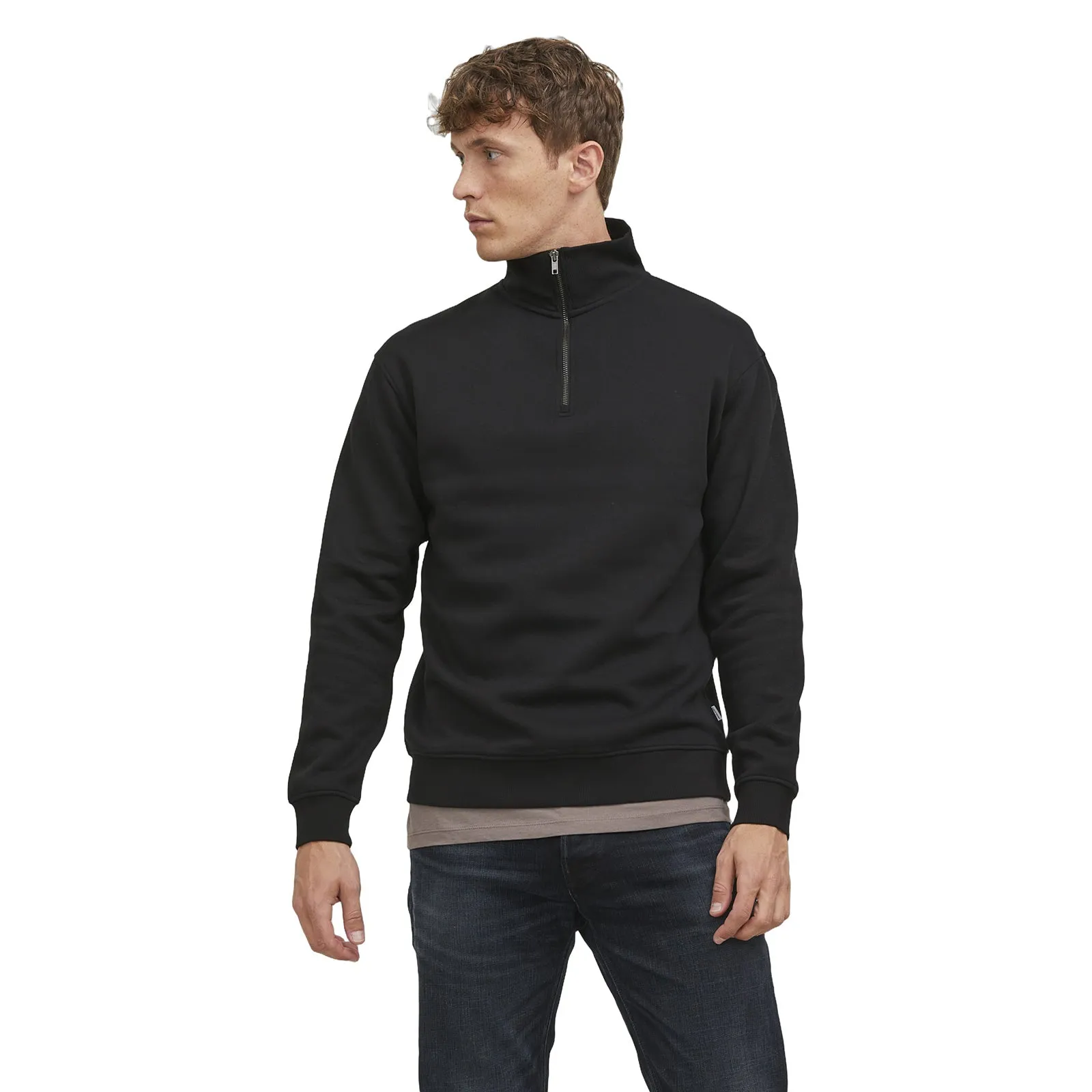 fluffy texture product group cooperation Jack & Jones Mens Bradley Sweat Half Zip Sweatshirt