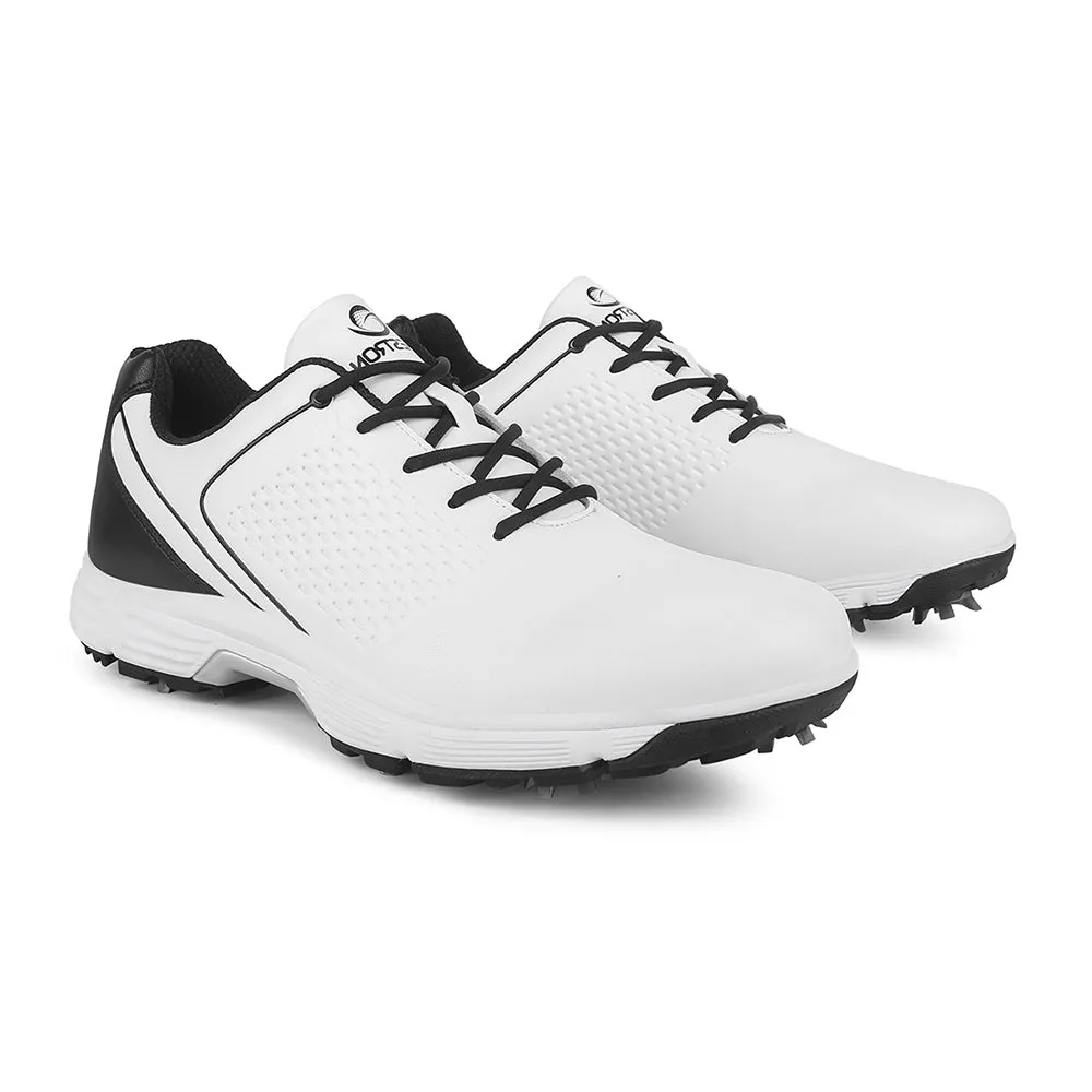 Ask Echo  G617 Men's Professional Spikes Golf Shoes / White-Black Light Comfort
