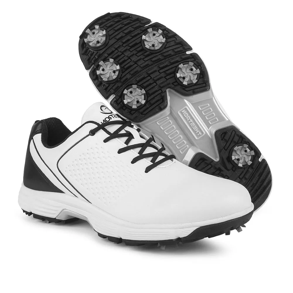 Moisture control Ask Echo  G617 Men's Professional Spikes Golf Shoes / White-Black