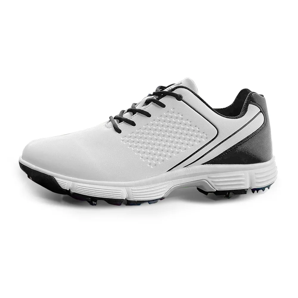 Ask Echo  G617 Men's Professional Spikes Golf Shoes / White-Black Soft Contact Outdoor Use