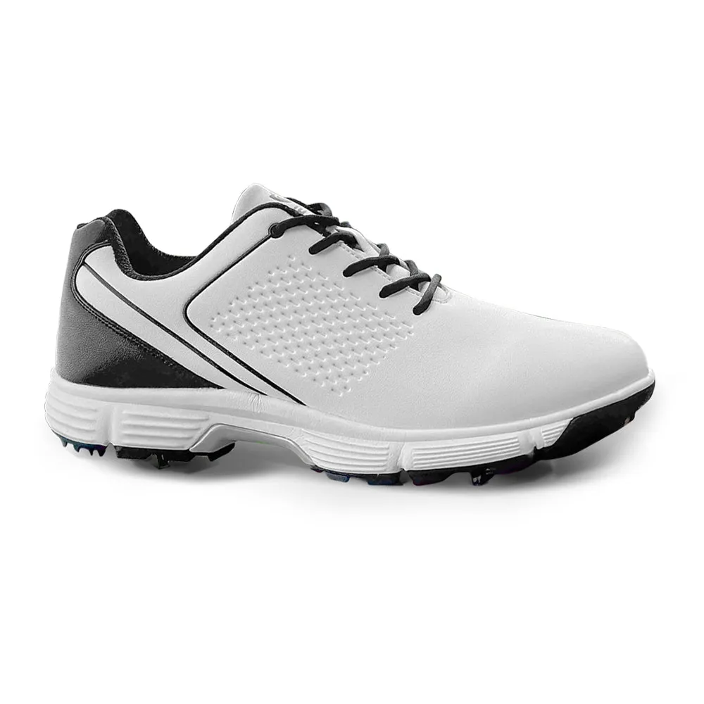 Agile Motion Drive Power Ask Echo  G617 Men's Professional Spikes Golf Shoes / White-Black
