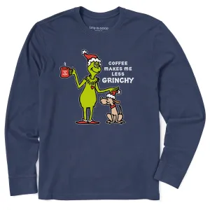 Men's Less Grinchy Coffee Long Sleeve Crusher Tee Light and Soft