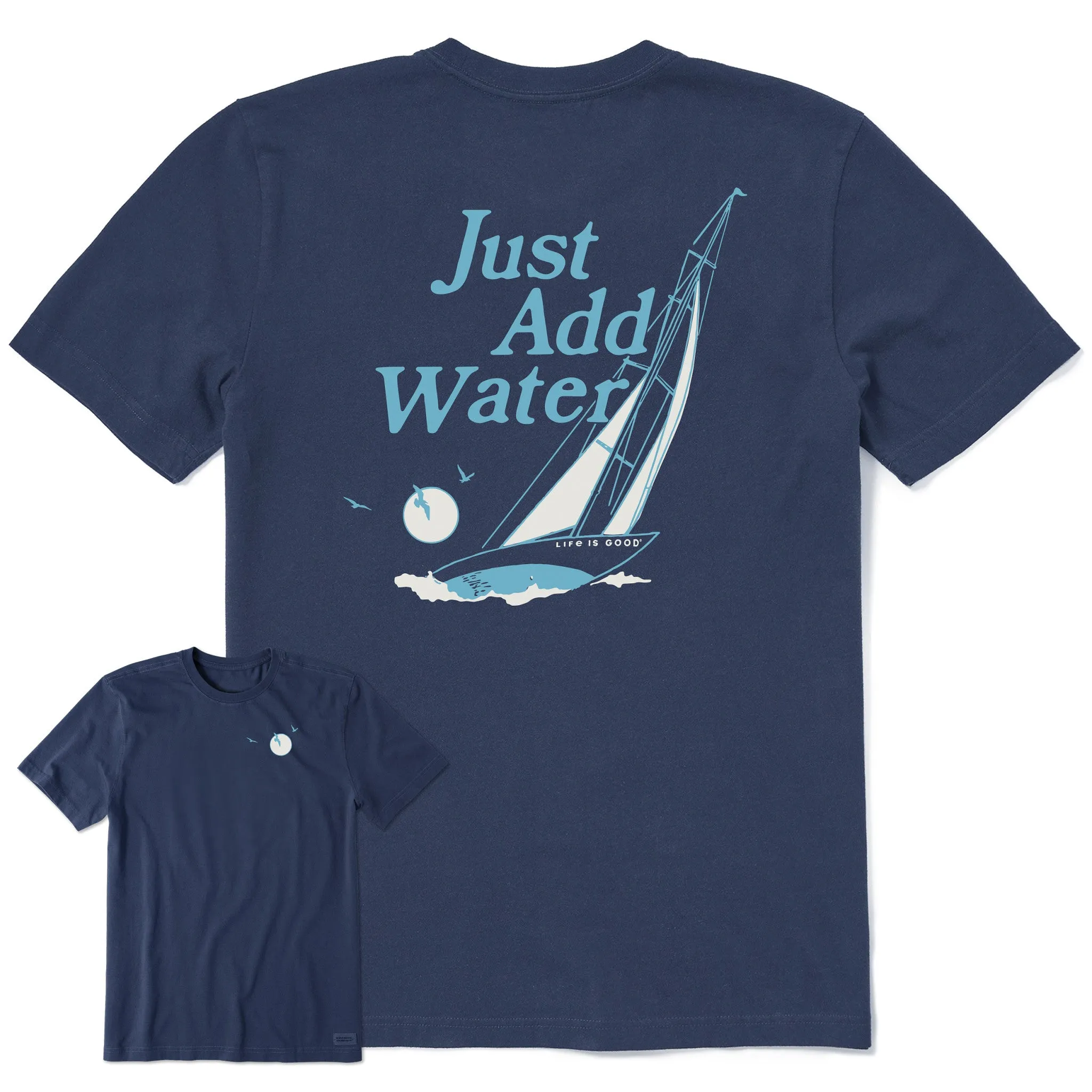 Men's Just Add Water Sunset Sail Short Sleeve Tee Reversible Design Concept