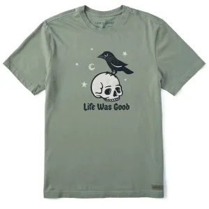 theater visit Pullover Men's Life Was Good Skull Crow Short Sleeve Crusher Tee