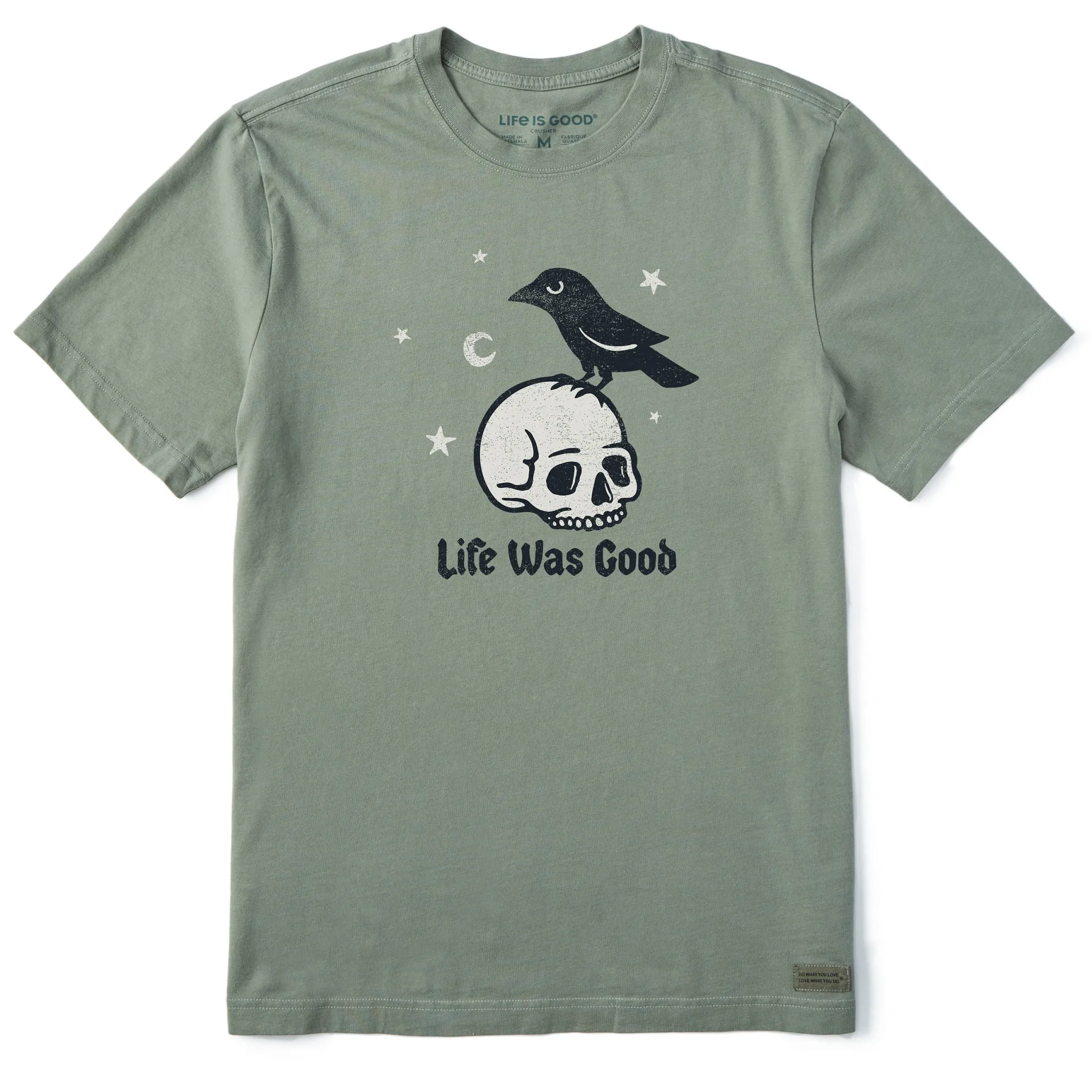Men's Life Was Good Skull Crow Short Sleeve Crusher Tee AntiStaticLining Casual and Soft