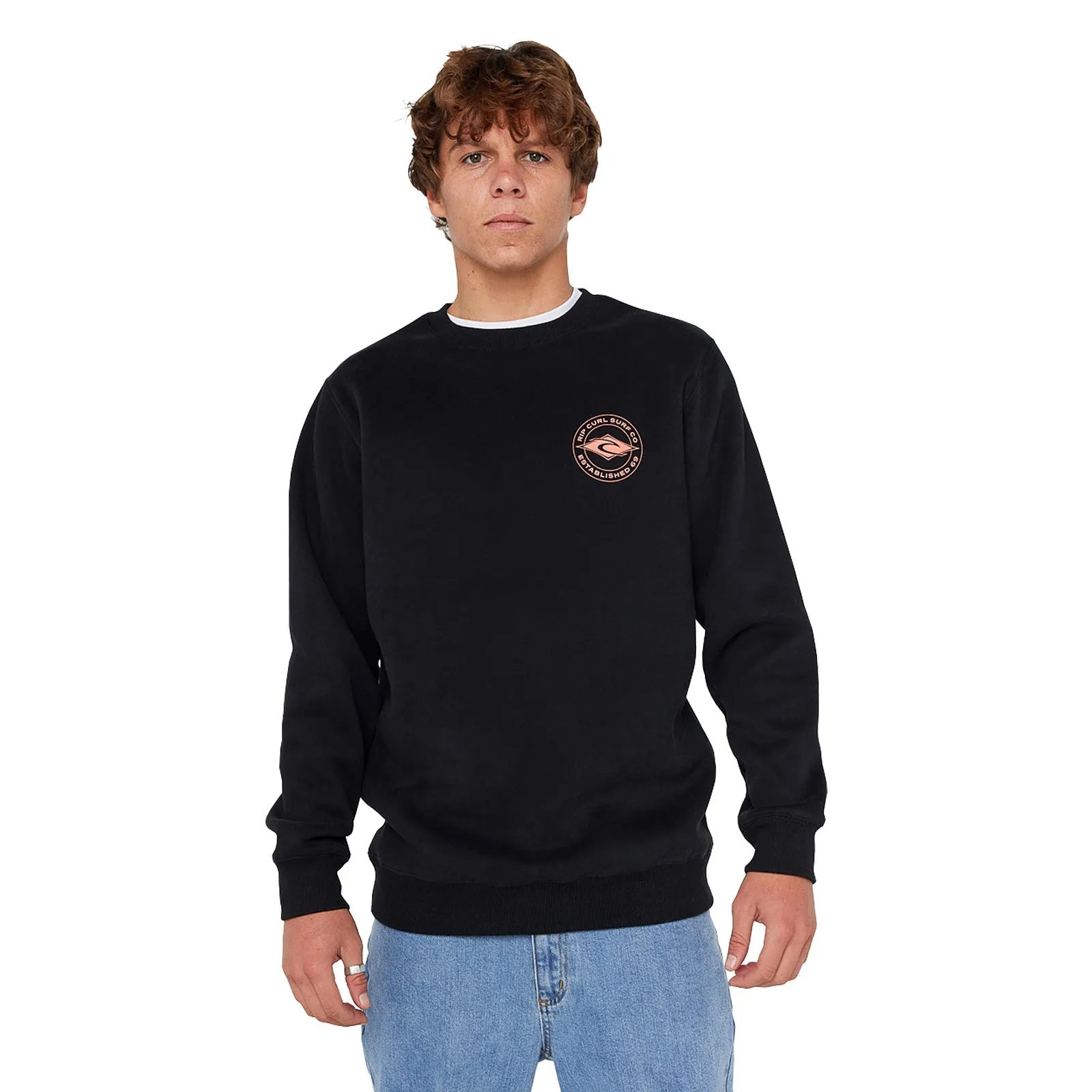 Rip Curl Mens Staple Crew Neck Graphic Logo Sweatshirt Cold-Weather Wear Comfy Wear