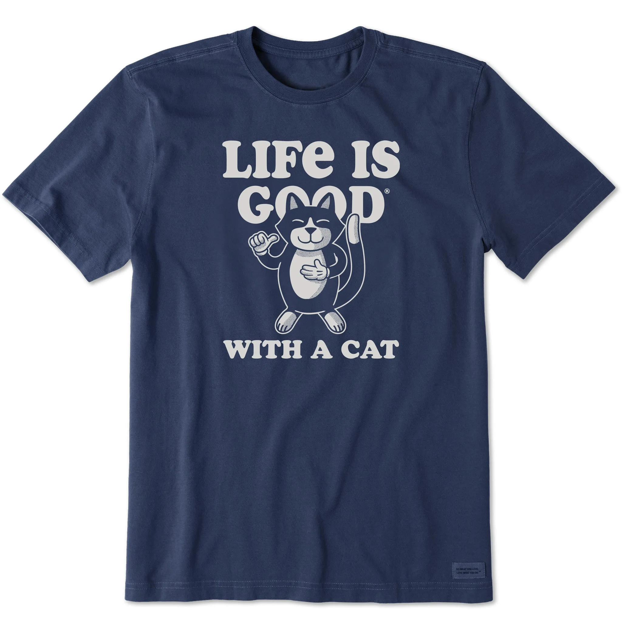 Flexible Comfort Men's Life is Good With a Cat Short Sleeve Tee