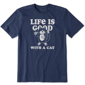 Flexible Comfort Men's Life is Good With a Cat Short Sleeve Tee