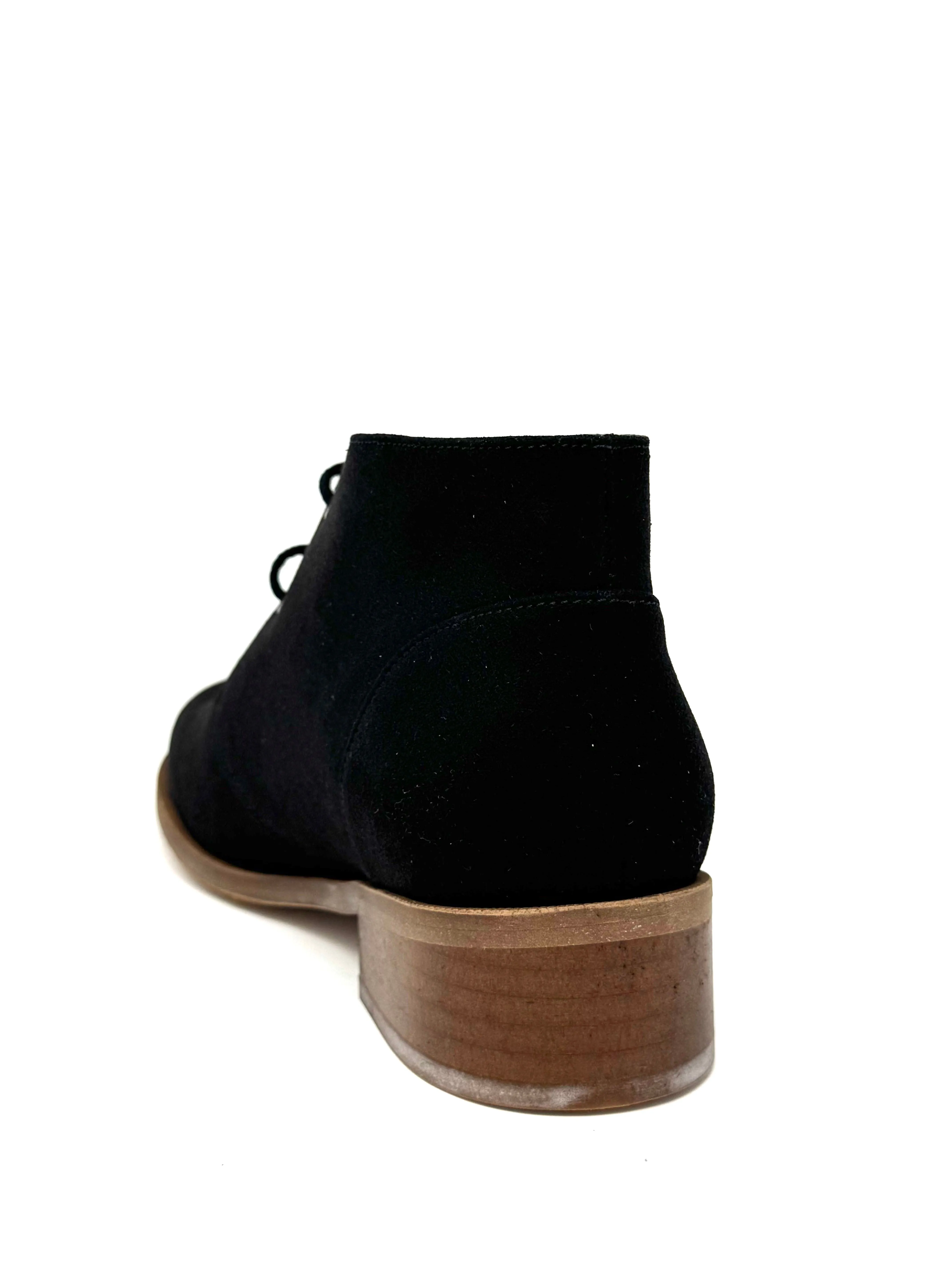 Katie Bootie in Black Suede from Novacas Zero Break In Comfort Cushioned Step Rough Terrain