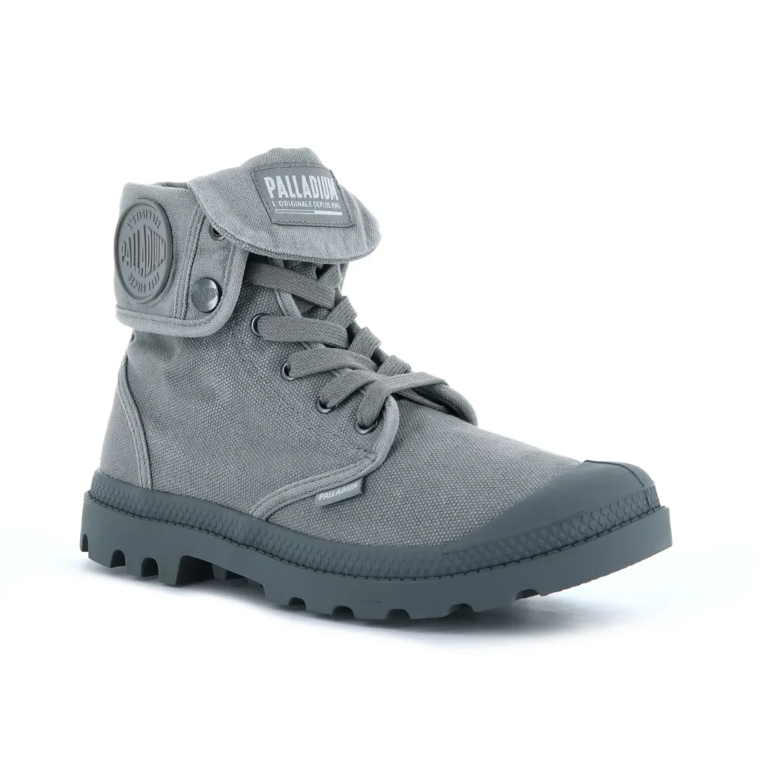 Baggy Canvas Boot in Titanium from Palladium Soft Insole Padded Interior Hiking Trails