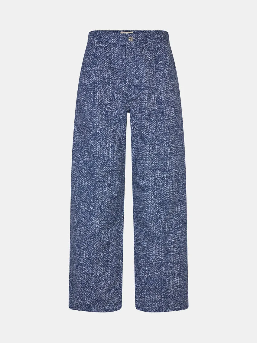 Eco Friendly Dye Process Nara Printed Pants Printed Chunky Twill