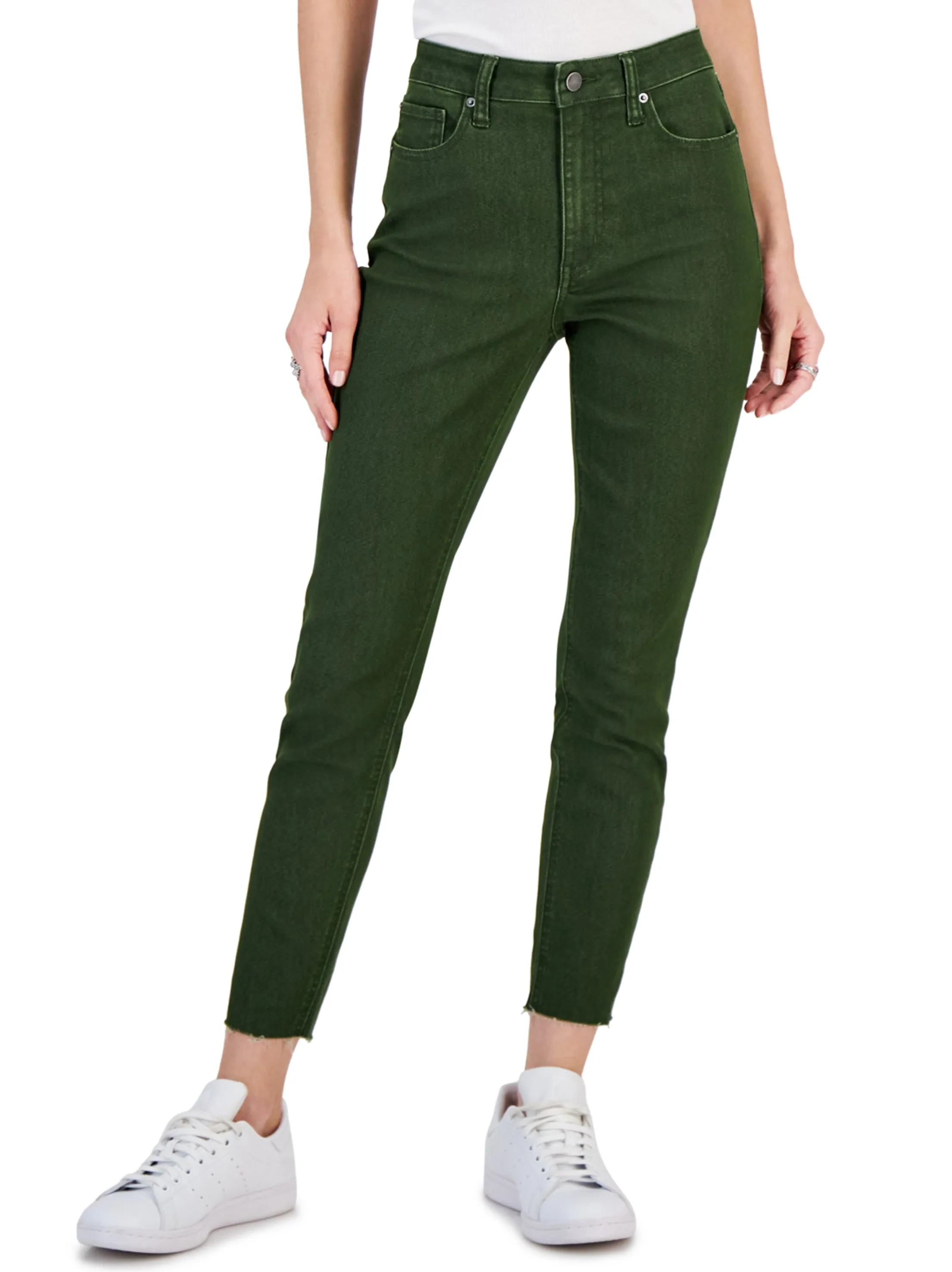 Women's Plain Skinny Jeans,Olive Style Statement Total Fit