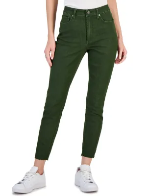 Women's Plain Skinny Jeans,Olive Style Statement Total Fit