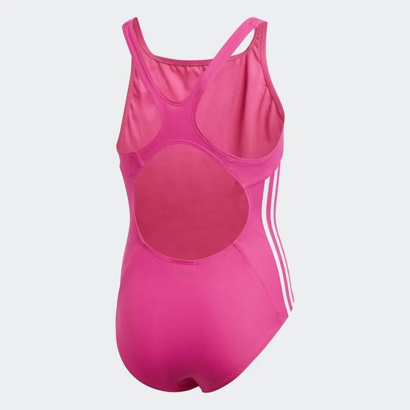 Essence Core 3 Stripes Swimsuit (Shock Pink/White) Clean Cut Effortless Comfort