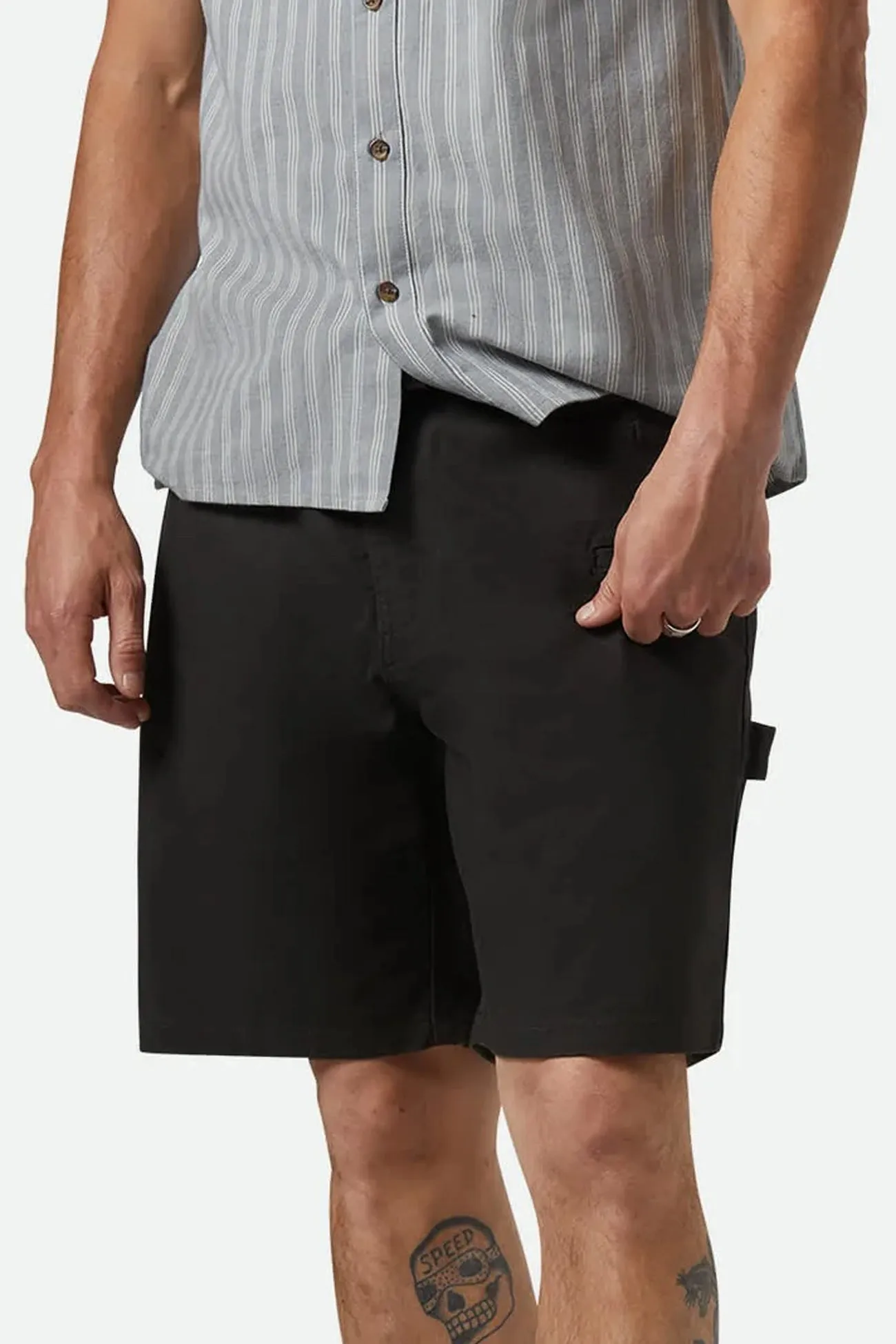 Builders Carpenter Baggy Short Washed Black romper Sporty Fit Design