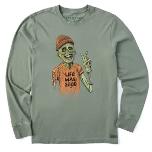 Men's Life Was Good Zombie Long Sleeve Crusher Tee Stylish Everyday Wear