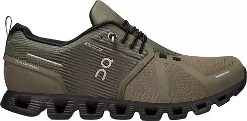 On Running Men's Cloud 5 Waterproof Sneaker - Olive/Black Firm Ground