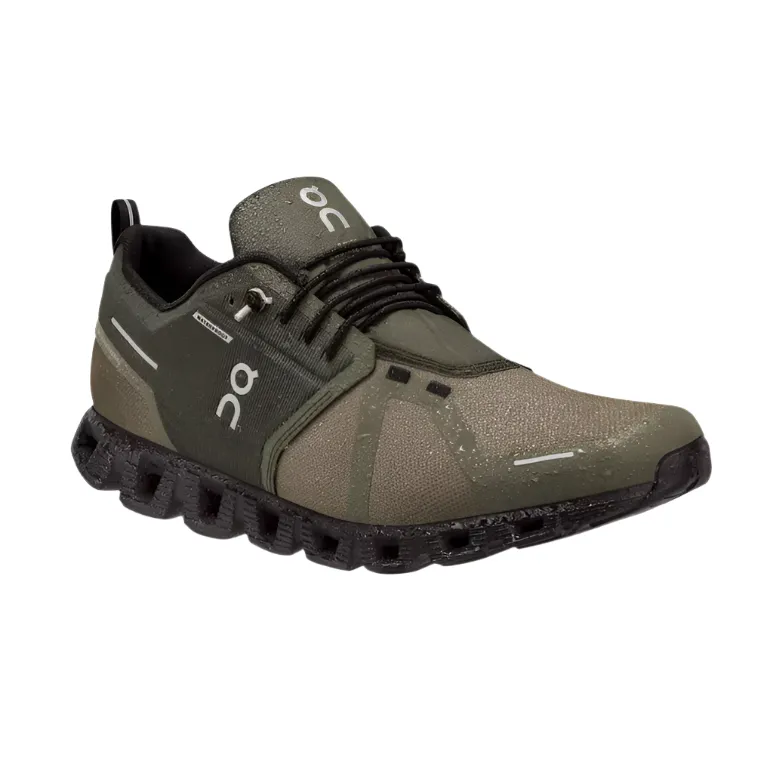 On Running Men's Cloud 5 Waterproof Sneaker - Olive/Black Arch Support Urban Walkers Gym Quick