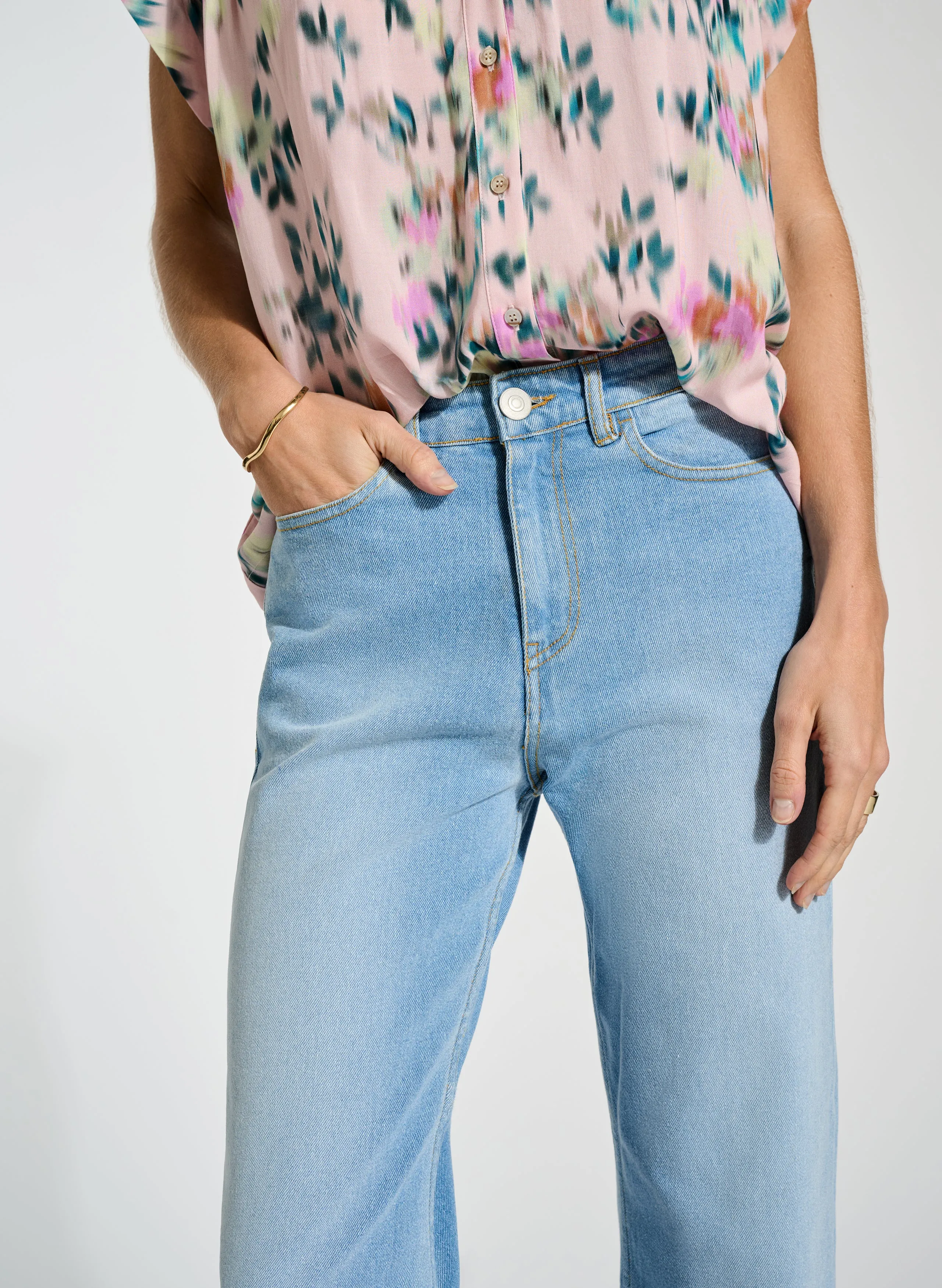 Style Layer Organic Stretch Cotton Crop Straight Leg?Jeans