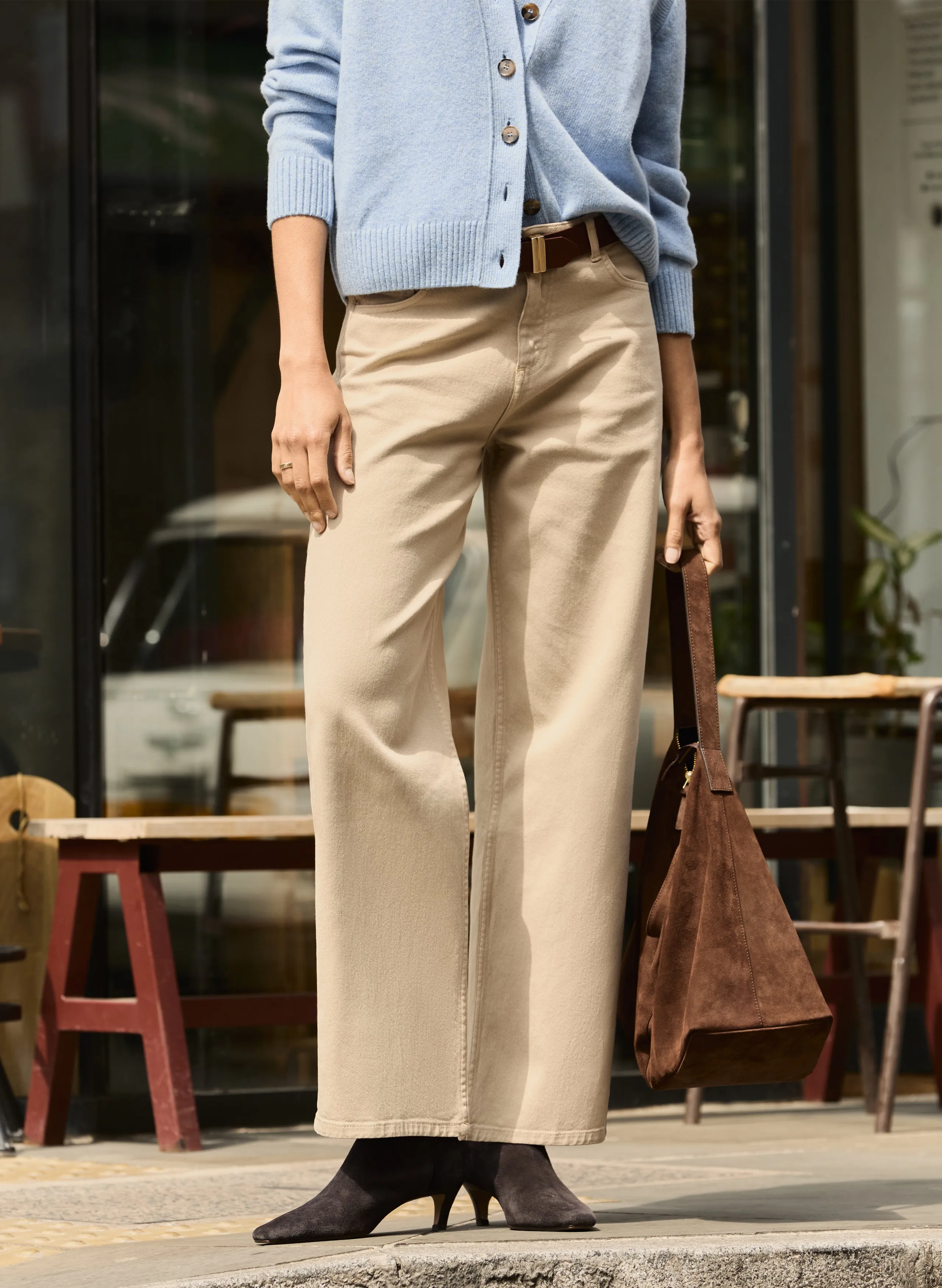 Active Fit Organic?Stretch Cotton Wide Leg Slouch Jeans