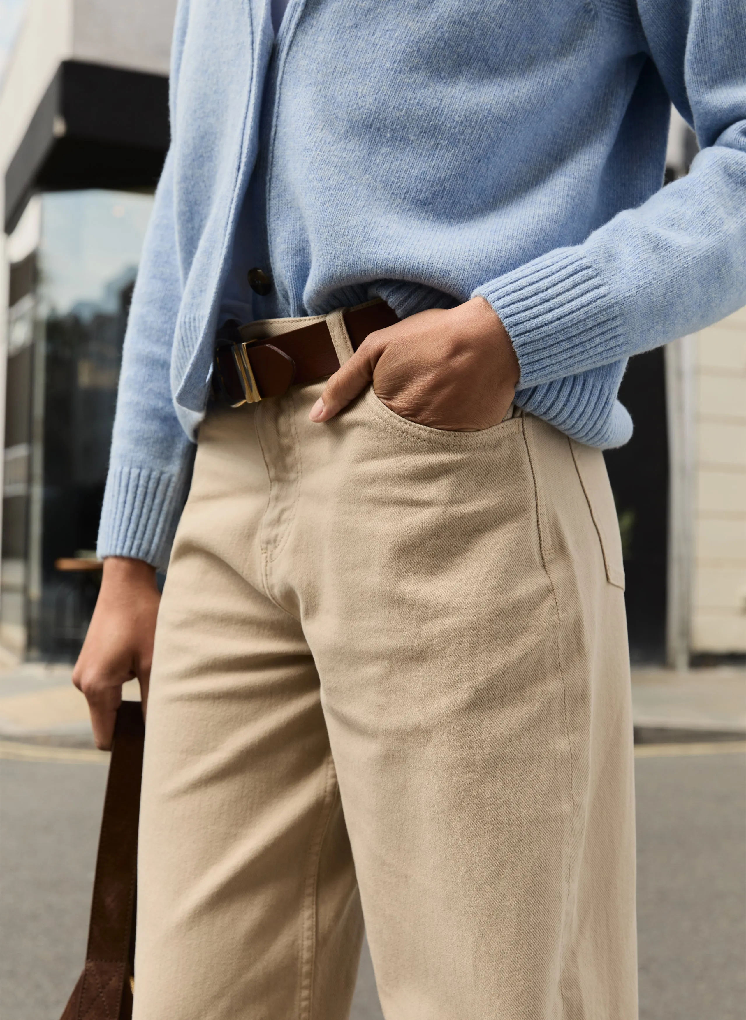 Quick Dry Weave Technology Organic?Stretch Cotton Wide Leg Slouch Jeans