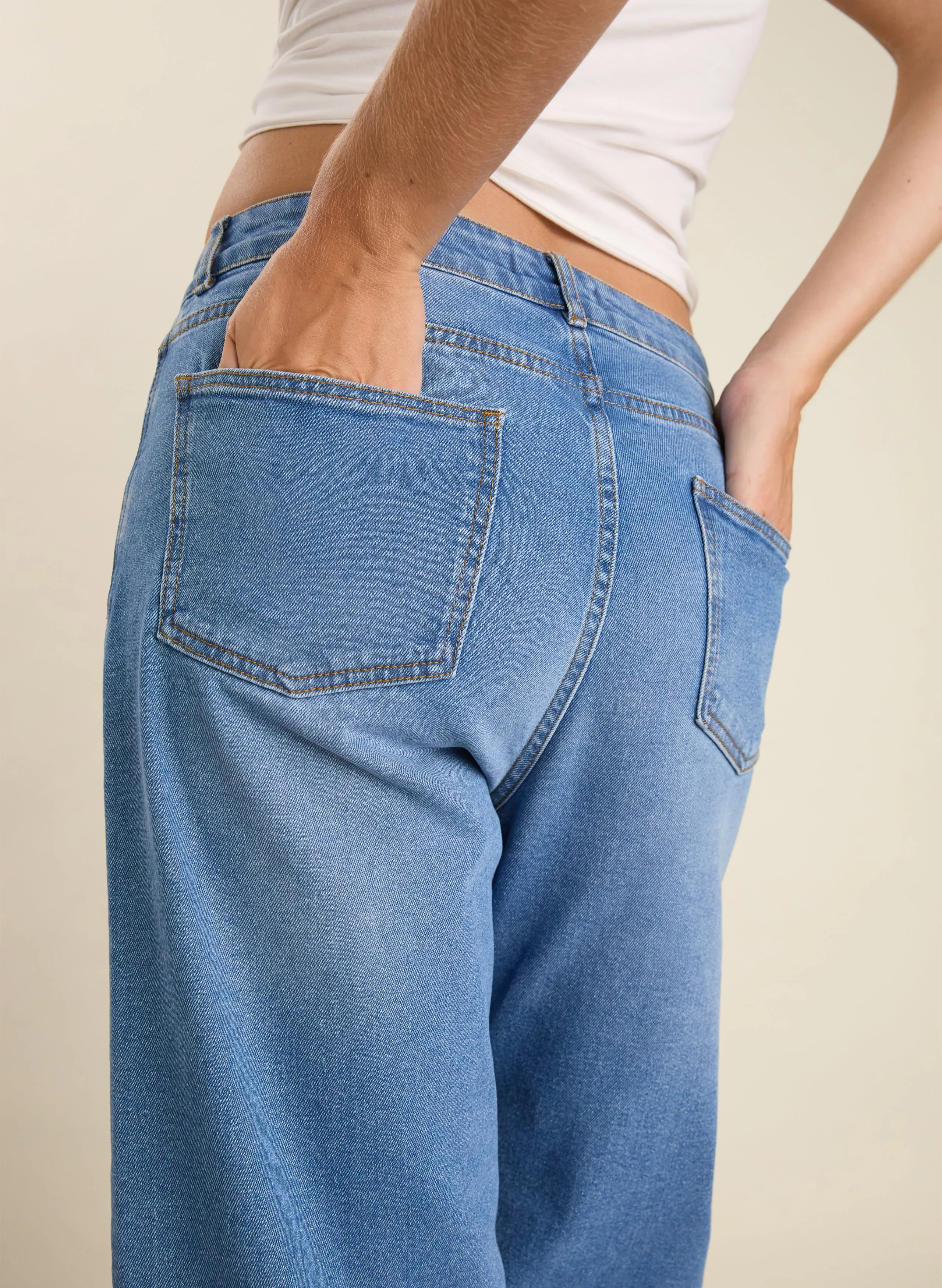 Organic?Stretch Cotton Wide Leg Slouch Jeans Modern Minimalist Creative Look Home Comfort