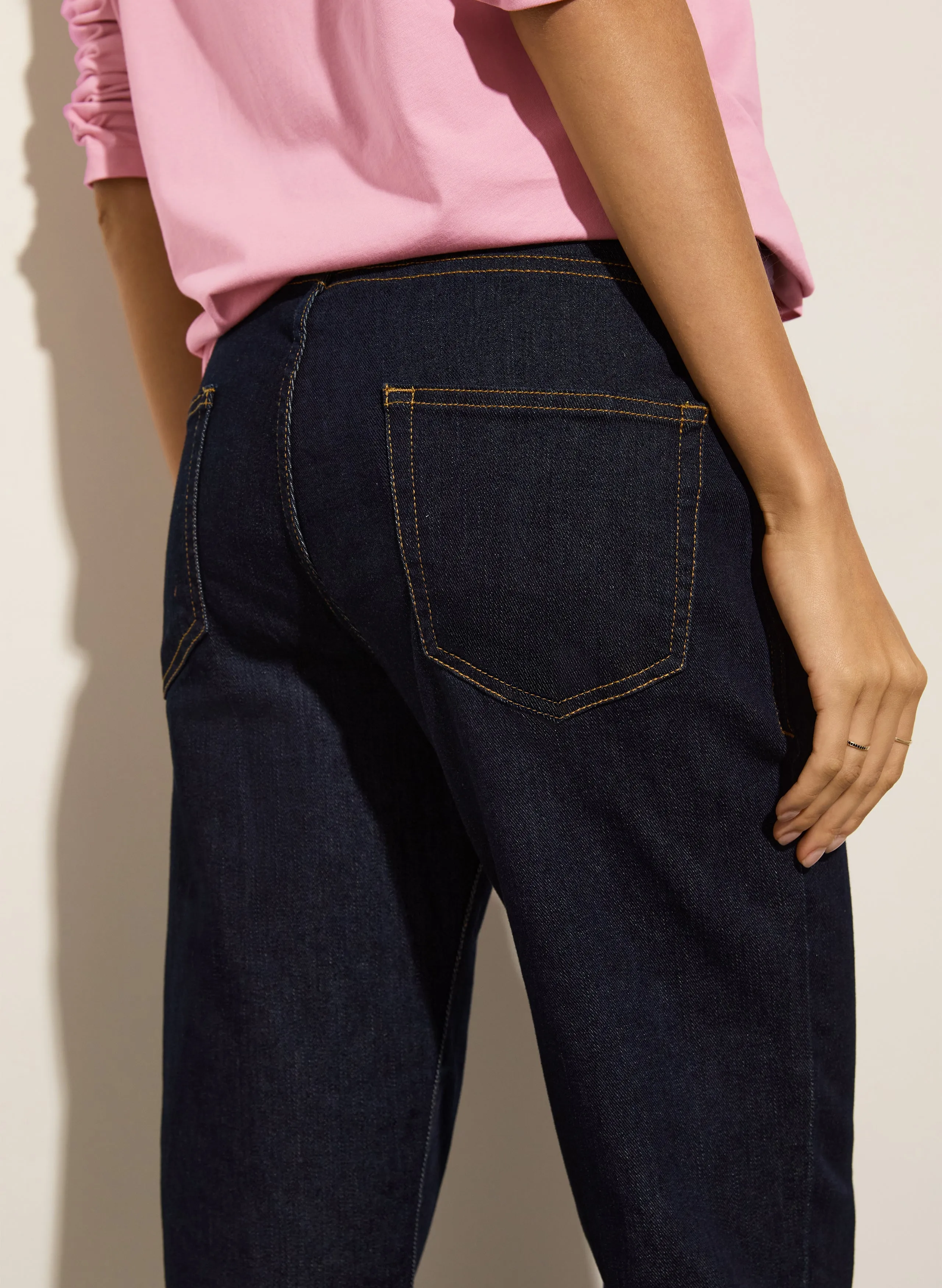 Petite Eda Organic Cotton Stretch Boyfriend Jeans Comfortable Waist Tear Resistant Denim