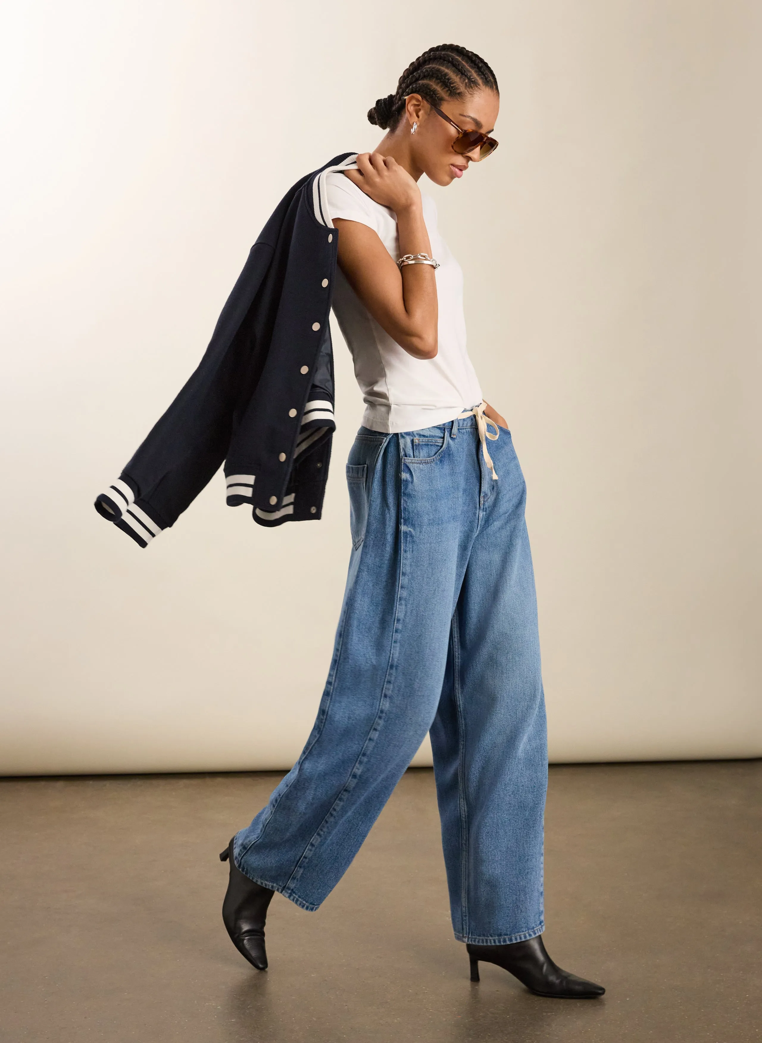 Petite Leonor Tie Front?Wide Leg Jeans Everyday Loose Music Event