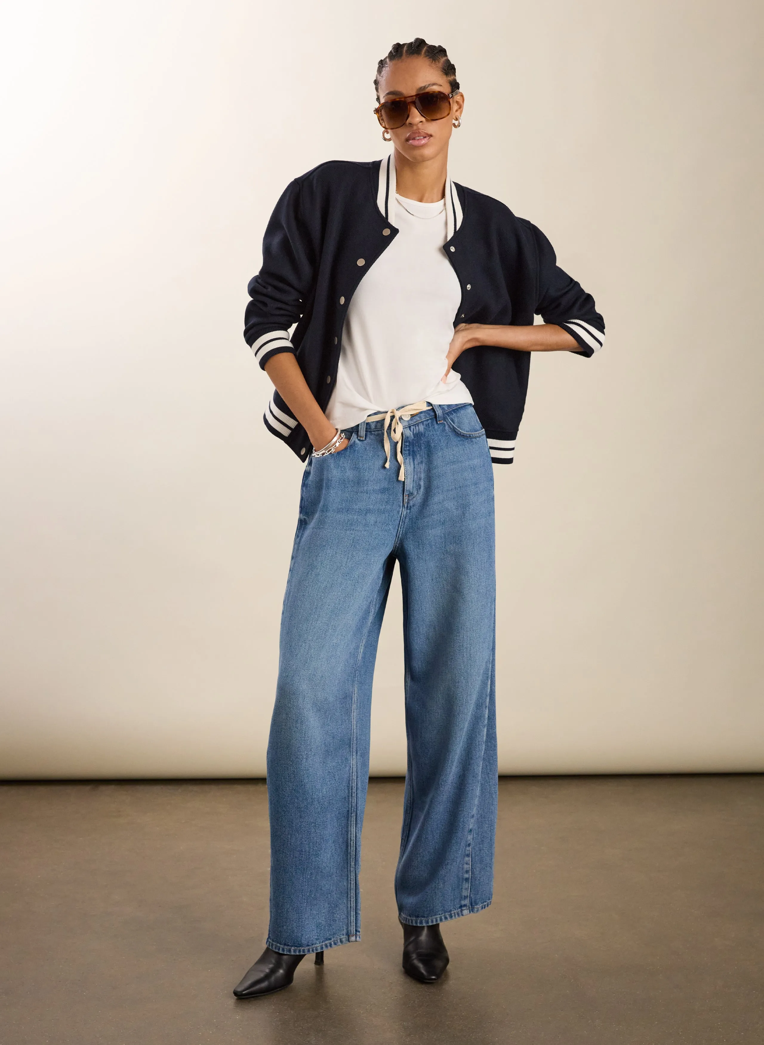 Comfort Wear Petite Leonor Tie Front?Wide Leg Jeans