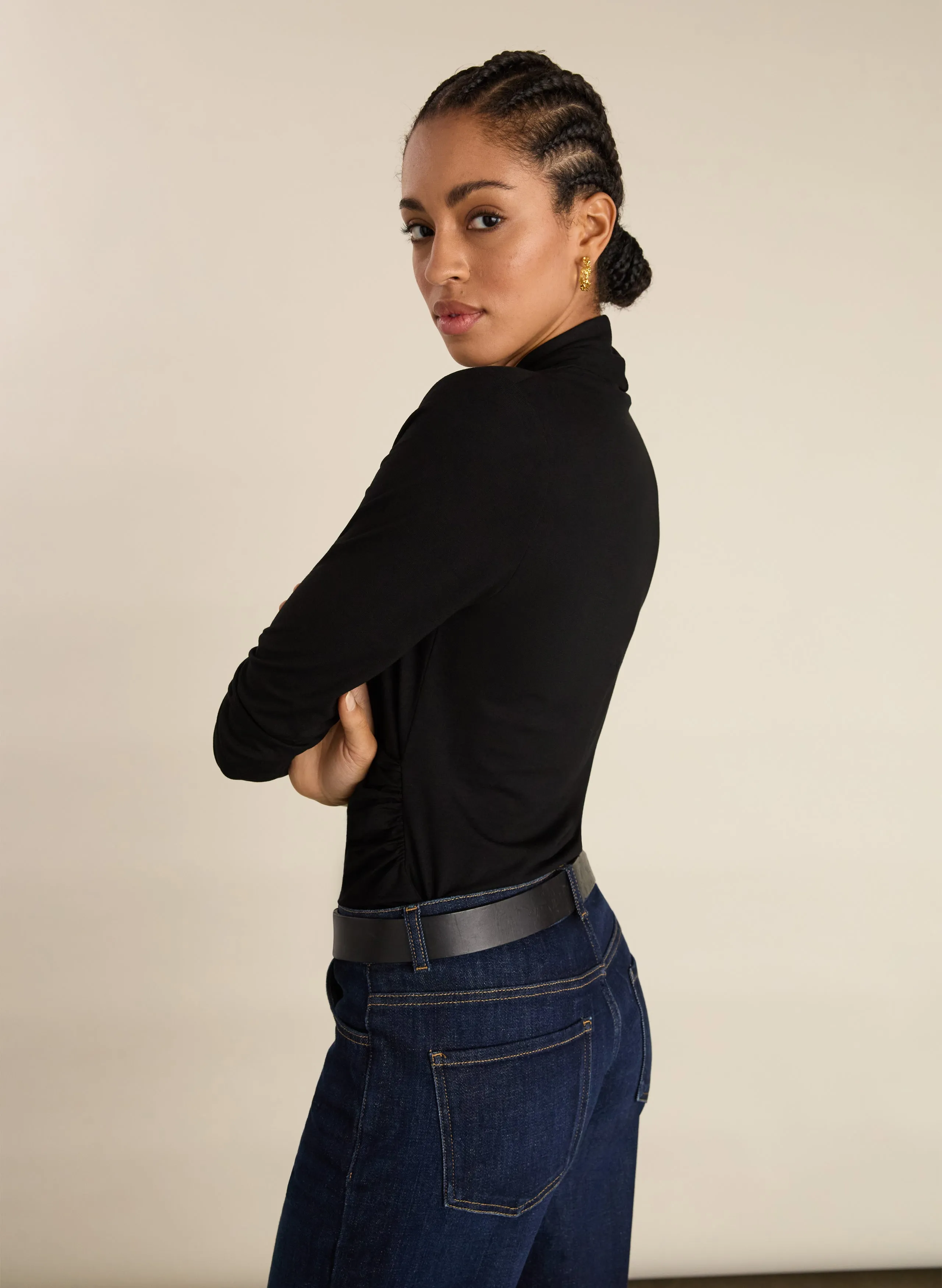 Petite Zenna Organic Cotton Stretch Straight Leg Jeans Tailored Appearance Student Outfit Earthy