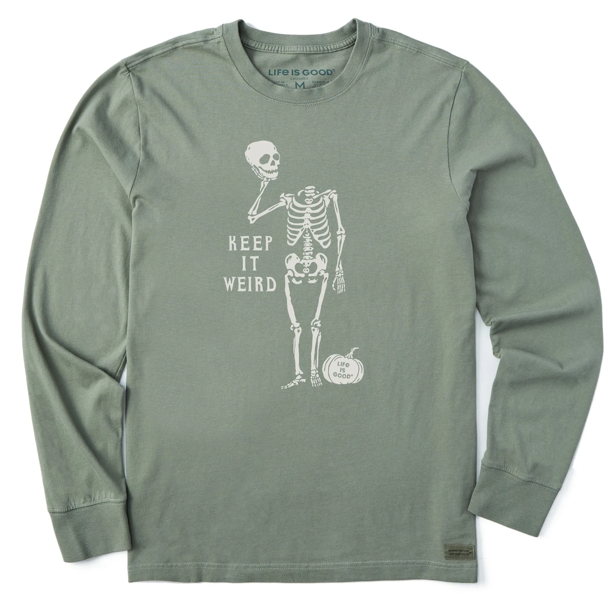 Chilly Day Style Flexible Weave Men's Keep it Weird Skeleton Long Sleeve Crusher Tee
