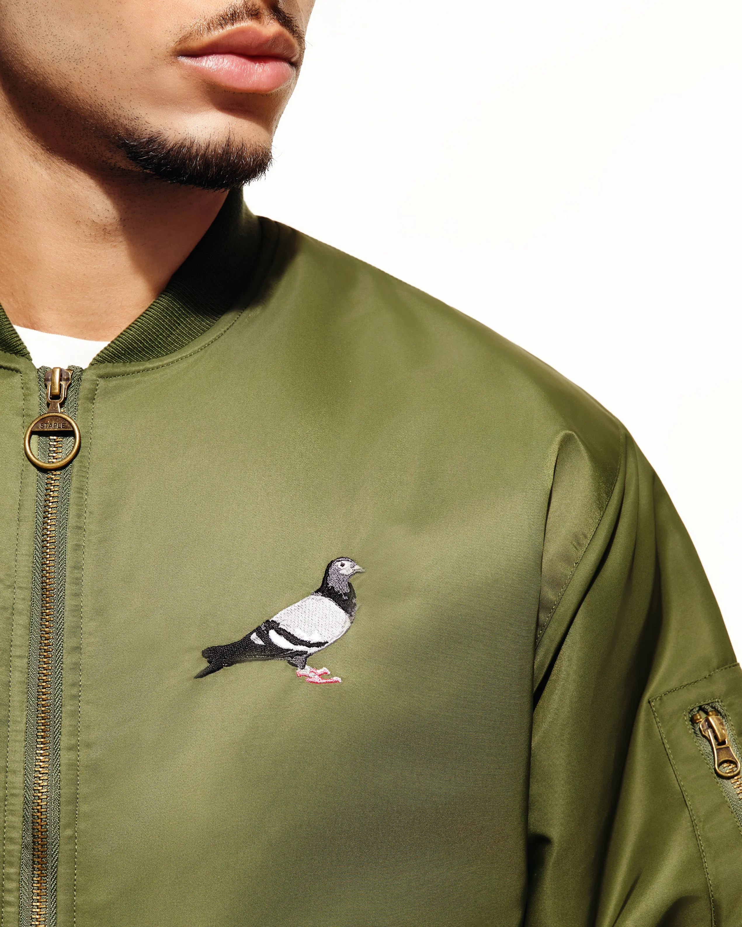 Pigeon Logo Bomber Jkt Single Breasted Roll Up Storage Design