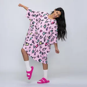 Daily Essentials Wide Leg Opening Design Pink Leopard