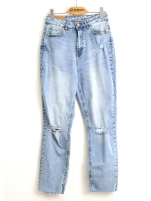 Women's Ripped Washed Mom Jeans,Light Blue Everyday Look