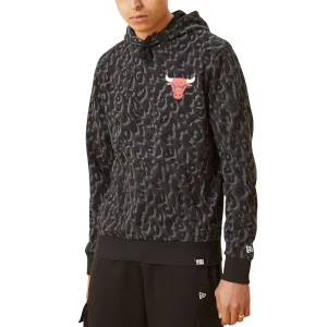 New Era Mens Chicago Bulls NBA Leopard Print Hoodie - Grey Muscular Frame