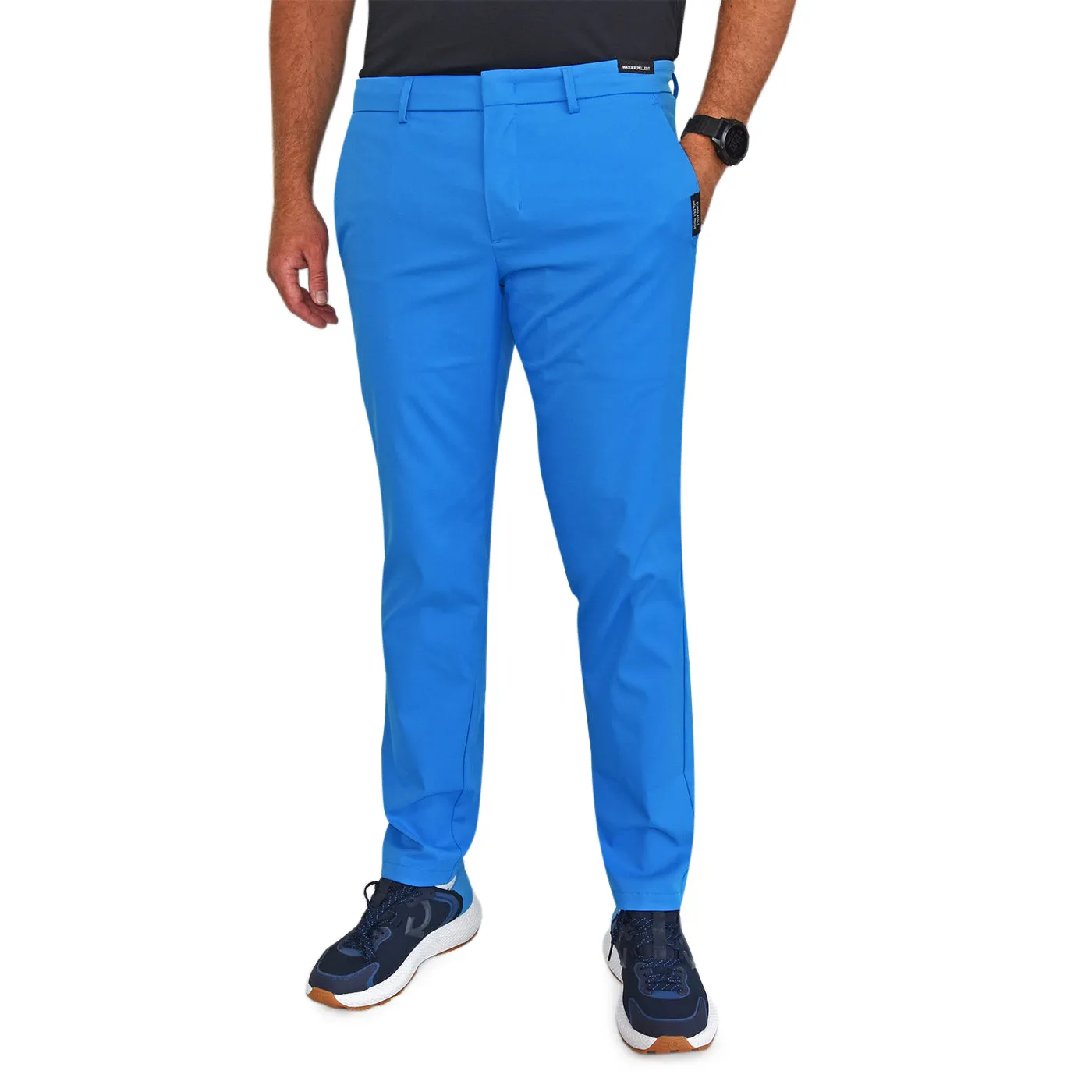 BOSS Spectre Twill Slim Fit Pants - Blue Cropped hem