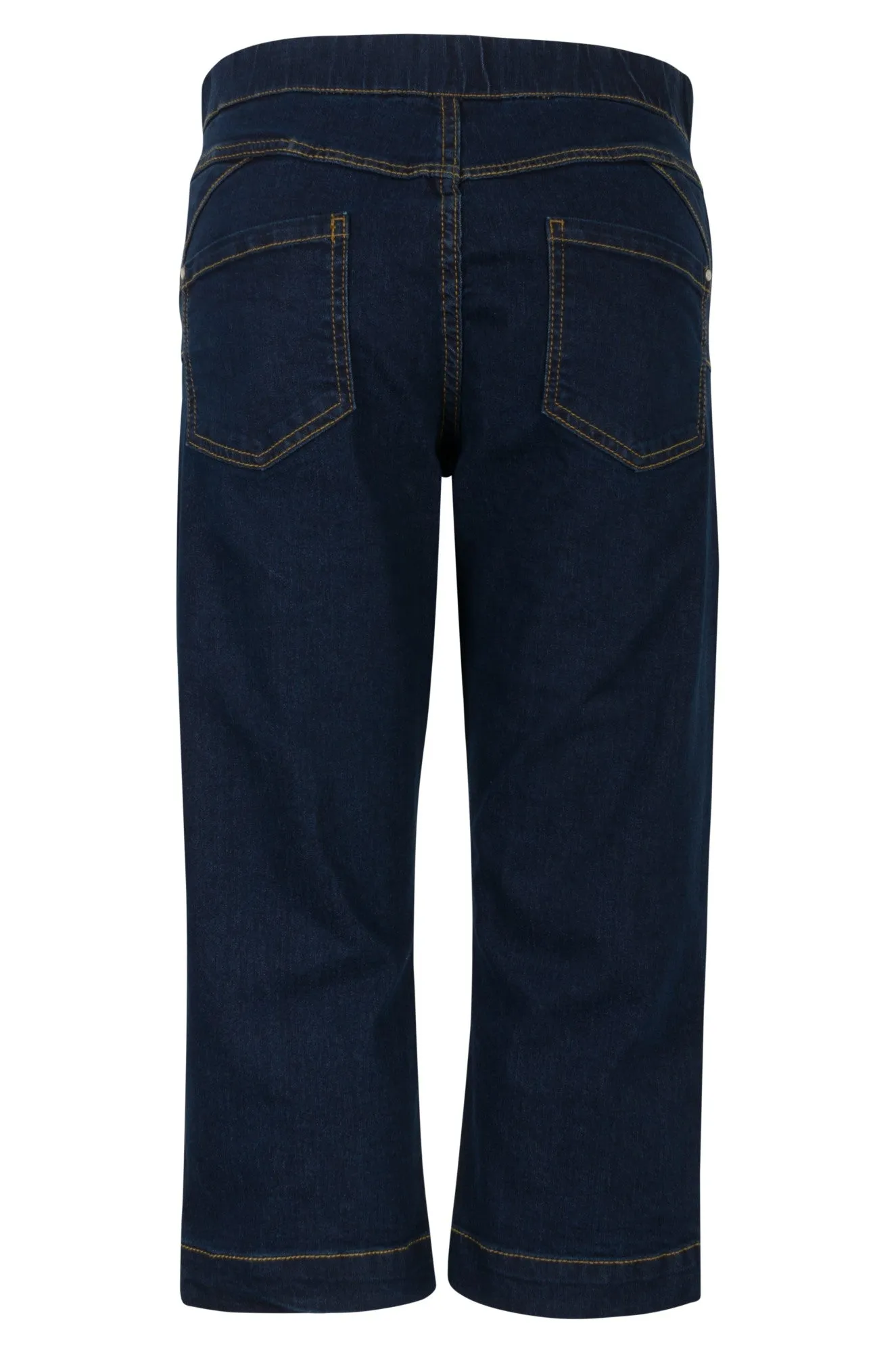 Classic Office Wear comfortable length Pull on Mid Calf Jeans | DARK INDIGO | 6506A1