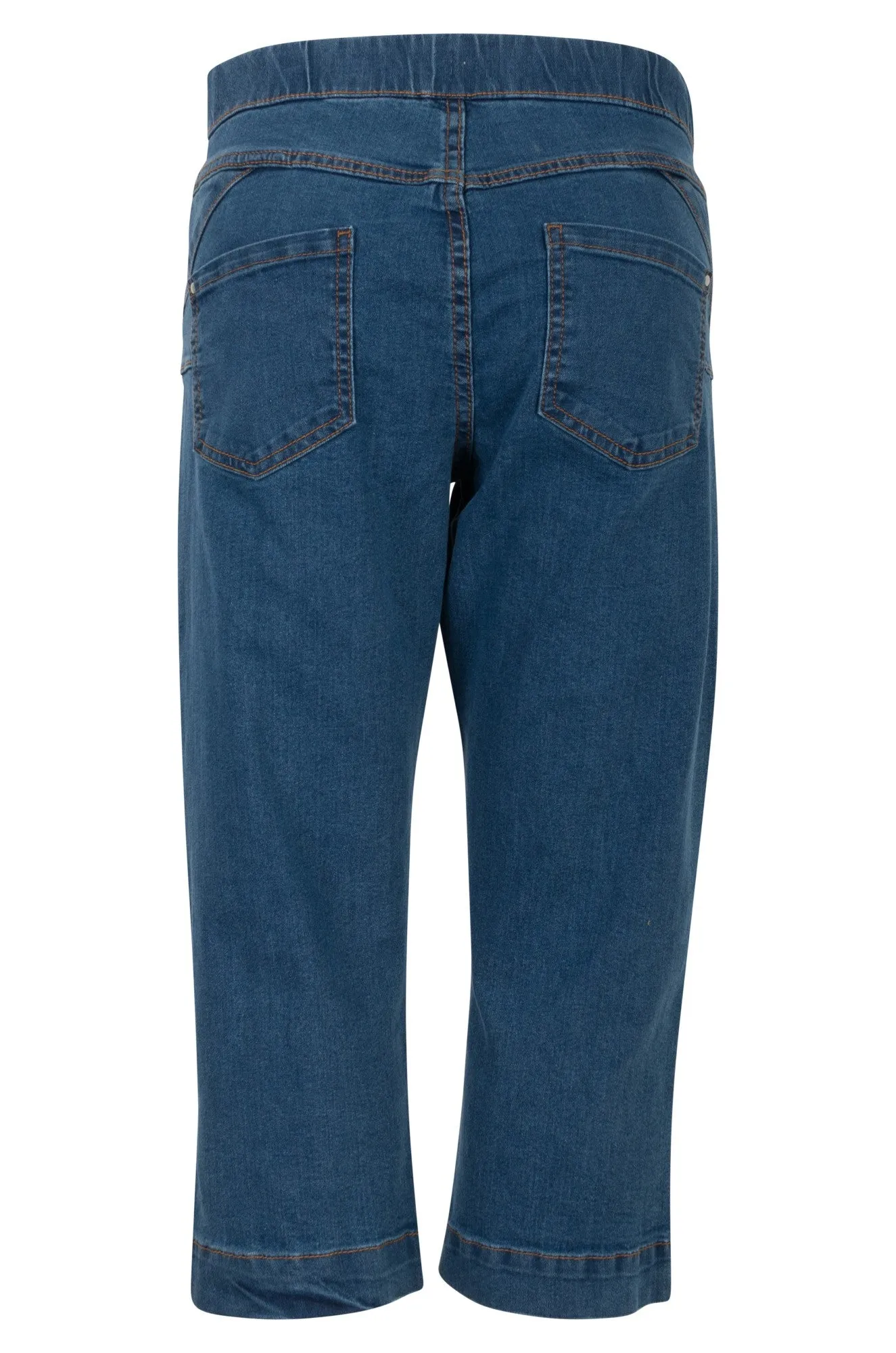 Daytime Look Lifestyle Choice Pull on Mid Calf Jeans | MID INDIGO | 6506A1