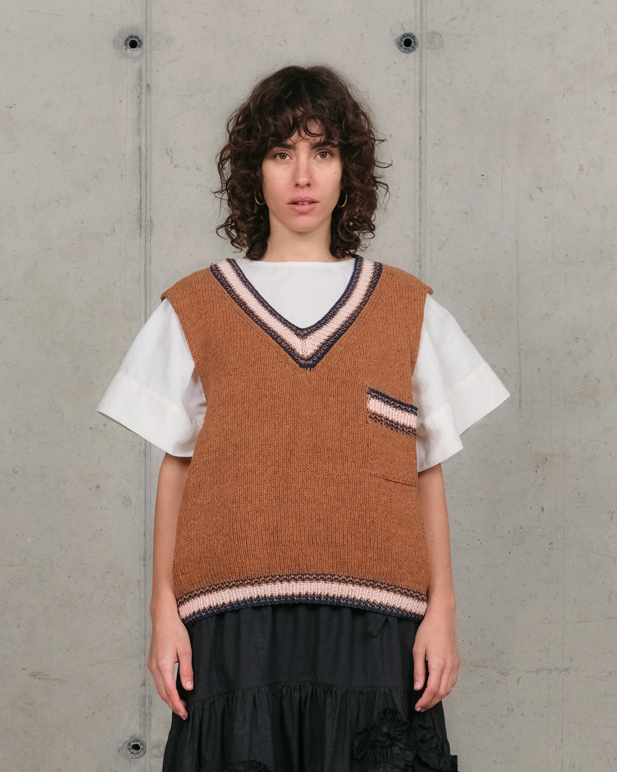 Surface Pilling Resistant Weekend Classic Bulb Knit Vest - Twisted Brown