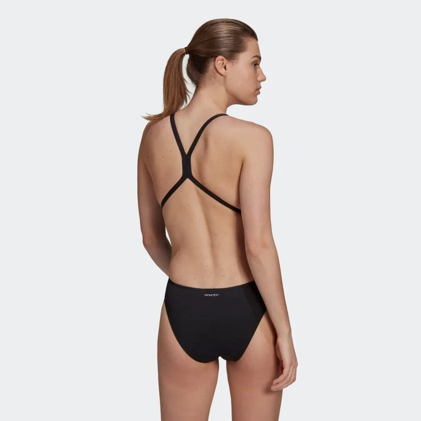Textured Vibrant adidas Logo Swimsuit Black