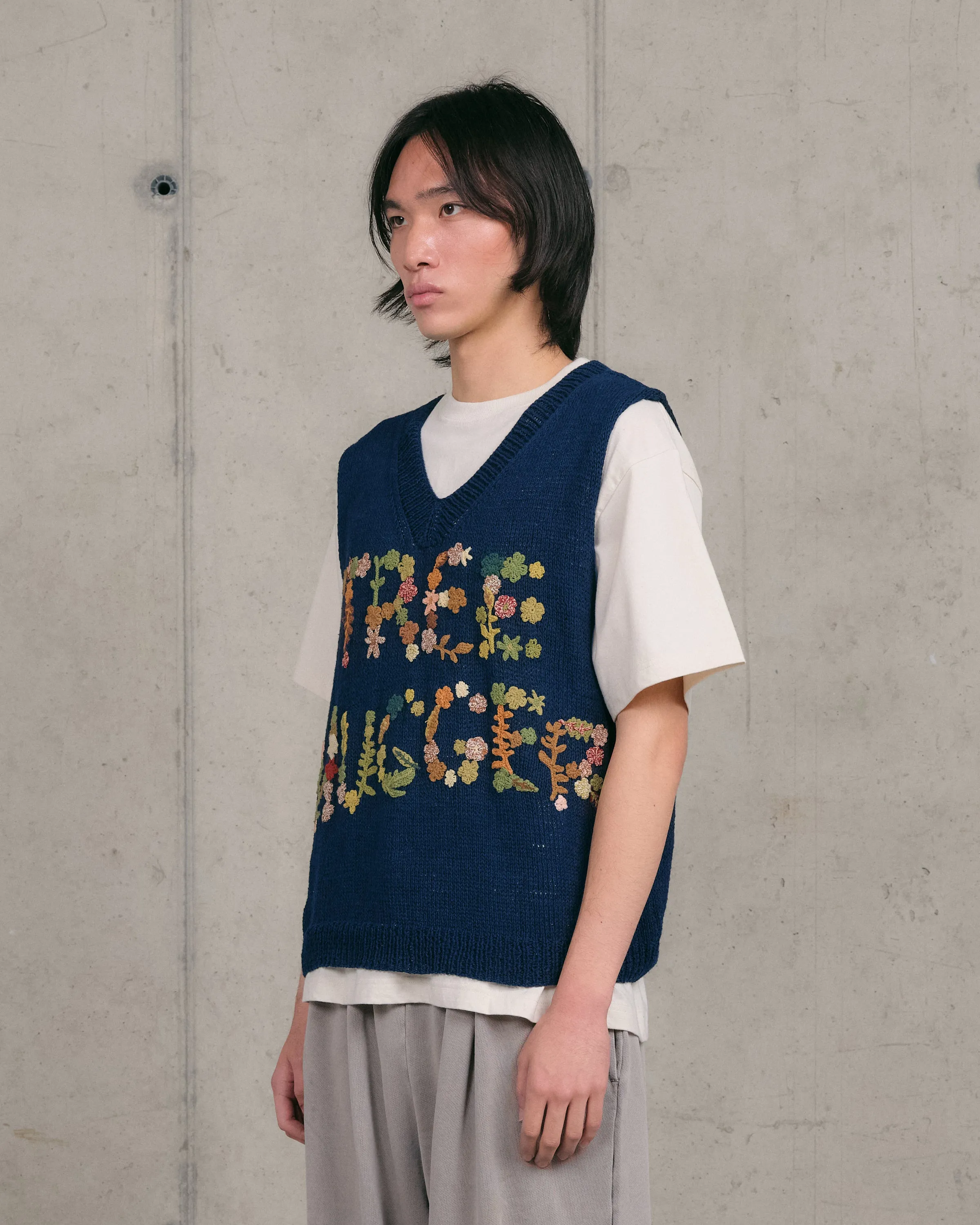 Weekend Style Party Knit Vest - Indigo Tree Hugger